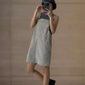 여성 여름 오버롤 멜빵 미니 원피스 포켓 절개 디자인 바스락 (36832792)