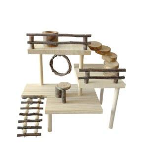 햄스터 원목 플랫폼 사다리 그네 식기 조합 놀이터 은신처 용품