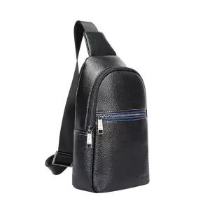 BOPAI 소프트한 천연 소가죽 소재 가죽 슬링백 허리가방 세련된스타일 밀리터리가방 편한가방 자전거힙색