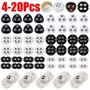 자체 접착 캐스터 미니 소형 회전 휠 스테인레스 스틸 범용 가구 쓰레기통용 360 ° 도르래 4-20 개