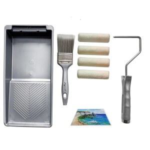 가정용 페인팅 터치업을 위한 짧은 낮잠 롤러 커버, 2인치 페인트 브러시 및 미니 트레이가 포함된 Magimate 소형 세트, 캐비닛 공예 u2013 4인치 키트(7-PK)