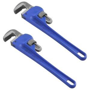 PINGEUI 2 PCS 14인치 스트레이트 파이프 렌치, 배관, 기계, 자동차 수리를 위한 턱 개구부 조절식 핸들 배관 렌치