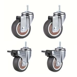 4Pcs 1 인치 스템 캐스터 휠 TPR 나사 레버 범용 카트 가구용 M6 스레드로드가 회전