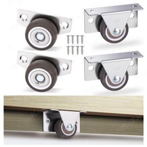4Pcs 고무 캐스터 가구에 대 한 측면 마운트 서랍 바퀴 설치 테이블에 부엌 캐비닛 로우 프로파일 교체 휠