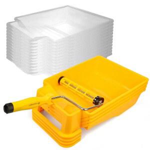 VOOMY 9인치 발로 작동하는 페인트 트레이 롤러 프레임, 라이너 12개, 4세트 하우스 용품