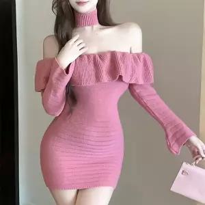 목폴라 골지 프릴 야시 타이트 오프숄더 니트원피스 (29194465)