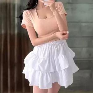 [신상오픈런]여성용 사랑스러운 2단 프릴 밴딩 미니스커트 (37001175)