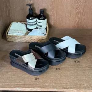 [신상오픈런]여자 스트랩 키높이 플랫폼 크로스 슬리퍼 (36361706)