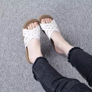 [신상오픈런]여자 샌들 크로스 낮은굽 스트랩 슬리퍼 (36358412)