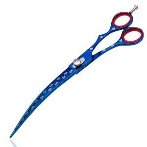 대형 꿀벌 가게 애완동물 그루밍 가위 개 커브드 칼날 전문가용 가방 포함 개털 (블루 커브드, 9.0인치)