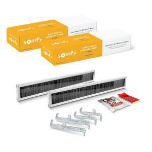 Somfy 와이어프리 리튬 이온 태양광 패널 키트 2팩 - RTS 전동 그늘막, 블라인드 및 커튼용 전원 오래 지속되고 설치하기 쉬움 브래킷 유리 마운트 #9027294 포함