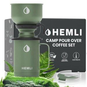 헴리 푸어 모험을 단열 커피 캠프 스크래치 머그잔 휴대용 캠핑 방지 스테인리스 마감 오버 마이크로 뚜껑 세트 필터 메이커 스틸 여행 u2013 누수 야외 진공