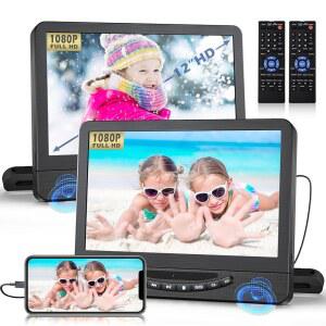 펠레만 12인치 자동차용 휴대용 DVD 플레이어, HDMI 입력이 가능한 1080 HD 자동차 플레이어 듀얼 스크린, 스피커가 내장된 헤드레스트 영화 플레이어는 USB/Sync TV를 지원합니다