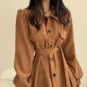 [디작소]여성 코이듀이 골덴 퍼프 카라 가을 겨울 롱 원피스 (31594062)