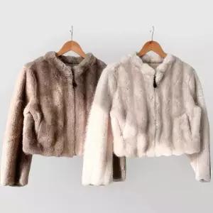 여성 겨울 인조밍크 집업 시어링 포켓 웨이브 퍼 자켓 (44012103)