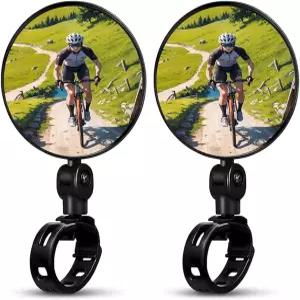 자전거 백미러 사이클링 후방 안전 거울 산악 및 로드 자전거용 조절 회전 핸들바 장착 스크래치 방지 유리