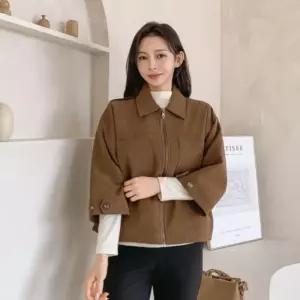 여성 스웨이드 더블포켓 루즈핏 카라 크롭 재킷 (41928575)