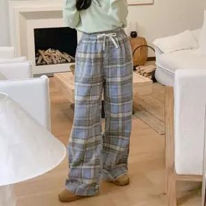 플리스팬츠 트윈 공항 휘뚜루 원마일 허리끈 체크바지 (29414671)