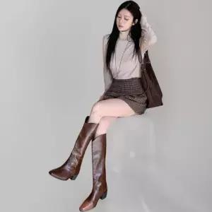 여성 체크 패턴 A라인 숏 팬츠 모직 클래식 스타일 (44012193)