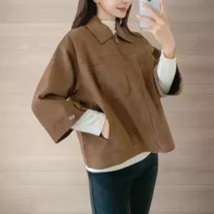 여성 스웨이드 더블포켓 크롭카라 자켓 (41913769)