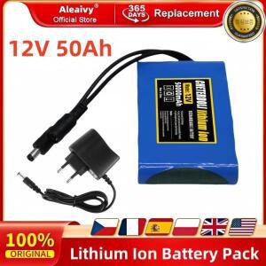 Aleaivy 새로운 휴대용 슈퍼 12V 50000mah 배터리 충전식 리튬 이온 팩 용량 DC 12.6v 50Ah CCTV 캠 모니터