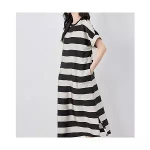 여자 원피스 플라워 가득한 프린팅 새틴 스트라이프 프린트 원템5