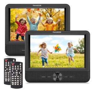FANGOR 7.5인치 자동차 DVD 플레이어, 플레이어 듀얼 스크린 플레이 두 가지 또는 동일한 영화와 맞춤형 헤드레스트 스트랩, 모든 지역 지원, 라스트 메모리, USB/SD 카드