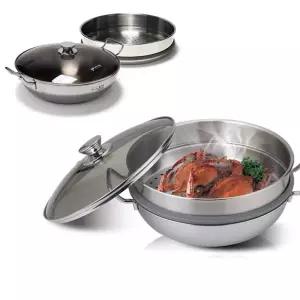 국 국내산 키친아트 인덕션겸용 통3중스텐 2단찜냄비26cm