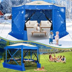 코비지 팝업 가제보 모기장이 바닥 허브 캠핑용 휴대용 텐트 스크린 가방과 즉시 말뚝이 룸 15x15 하우스 파란색 캐노피