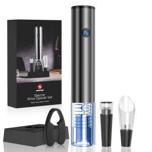 충전 베이스, 에어레이터 파우치, 진공 스토퍼 및 호일 커터가 포함된 뉴이즈 u200BR 충전식 전기 와인 오프너, 여성 남성을 위한 럭셔리 크리스마스 화이트 엘리펀트 선물