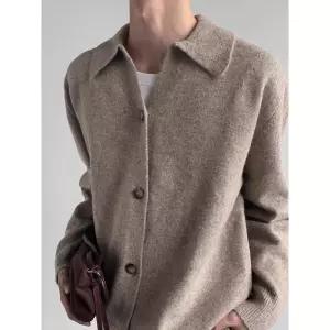 남자 롱 캐주얼 루즈핏 코트 칼라넥 스웨터 터틀 솔리드 가디건 한줄 핀 원픽1