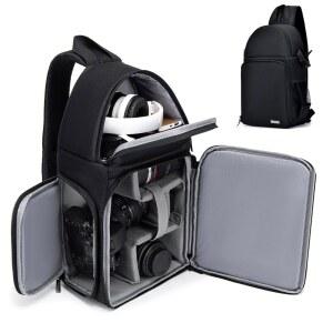 DSLR/SLR 미러리스 카메라 방수용 CADeN 가방 슬링 백팩, 소니 캐논 니콘 및 렌즈 삼각대 액세서리 블랙과 호환되는 케이스