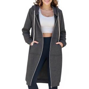 애블랑줌 여성 플리스 스웨트셔츠 집업 재킷 패션 롱 포켓 후드티 캐주얼