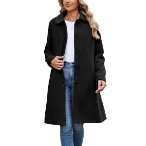 봄비 여성 코트 겨울 완두콩 주머니 싱글 드레스 가슴 우아한 오버코트