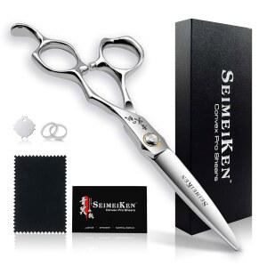 6인치 프로페셔널 헤어 커팅 가위 u2013 일본 VG10 스테인리스 스틸, 인체공학적 손잡이가 있는 매우 날카로운 볼록 칼날, 조정 나사, 이발사 및 살롱 전문가용 이발기