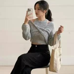 여성용 봄가을 레이어드 홀터넥 니트 세트 (44659864)