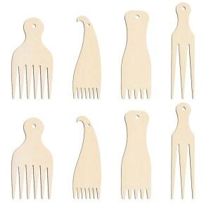 핸드메이커 8Pcs 나무 직조 빗 4가지 스타일 뜨개질 프린지 땋은 도구 핸드크래프트 태피스트리 러그 플레이스매트 스웨터 스카프 태피스트리, 제작 공예