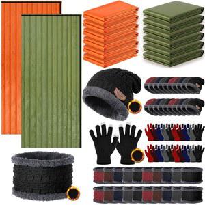 트란쿤 40 80개 장비 긴급 모자 벌크 포함 노숙자용 겨울 생존 야외 방수 경량 침낭 하이킹 캠핑 비비 장갑 담요 자루 보온 스카프