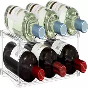 라이프윗 스태커블 병 보관 정리함 캐비닛용 클리어 프리스탠딩 와인 홀더 팬트리용 대형 슬롯 물병 텀블러
