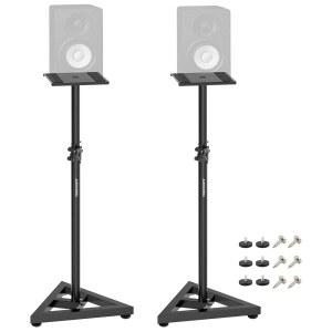 본디노트 스튜디오 모니터 한 쌍 스탠드 높이 32.6-50.9인치 헤비 듀티 3점 삼각형 베이스 바닥 스피커