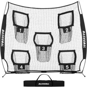 던지기용 베이스골 축구 네트 타겟 쿼터백 훈련 장비 정확도 향상을 위한 5개의 포켓 - 8 x 피트 또는 7