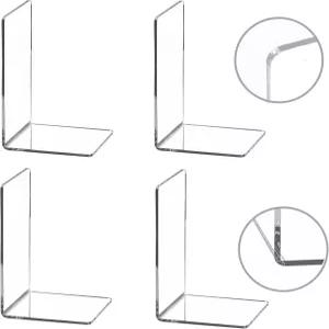 CY 공예 4피스 북엔드 선반용 투명 아크릴 헤비 듀티 및 데스크톱 정리함 책/영화/CD용 북 스토퍼