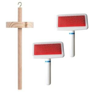 KeaJuidyy 2 PCS 플라스틱 울 카더 드롭 스핀들 핸드 양모 바늘 펠팅 브러시 탑 월 실 스피너 도구 원사 직조 블렌딩 로빙 공예 프로젝트 키트