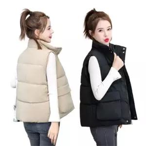 [다잇템]여자 패딩 푸퍼 클래식 주머니 민무늬 조끼 (9408292A)