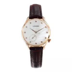 [다잇템]여자 스타일 갈색 손목 큐빅 라운드 자개 시계 (10415825A)