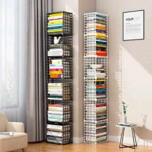 책장 철제 북타워 화이트 스탠딩 3단 매거진랙 책꽂이 2열 북스탠드