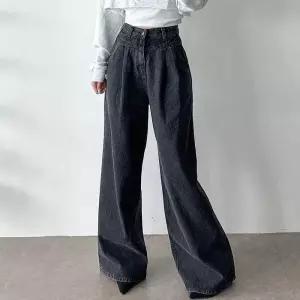 [신상오픈런]여자 키큰녀 가을 맥시 와이드핏 핀턱 반하이 청바지 (41116352)