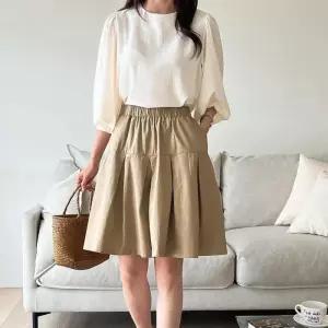 [다잇템]여성 큐롯바지 고무줄 면원단 플리츠 숏팬츠 (11093084A)