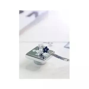 [다잇템]여자 꽃무늬 포인트 엘레강스 실버 큐빅 팔찌 (10438528A)