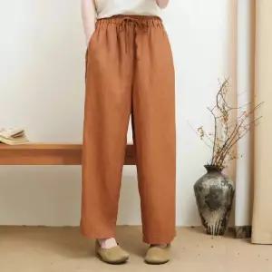 여사친 팬츠 봄 여름 캐주얼 빈티지 포켓 워싱 아코디언 밴딩 샌드 허리 린넨 스트링 배기 원픽1